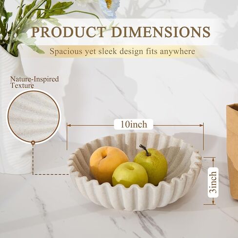 وعاء ديكور كبير، وعاء فواكه من الراتنج لطاولة المطبخ، وعاء مدخل مكشكش على شكل صدفي، وعاء محفظة حديث مقاس 10 بوصة لديكور المنزل، حجر صناعي بيج in Kuwait