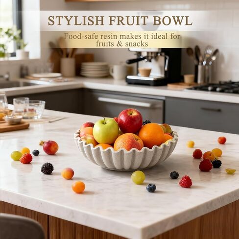 وعاء ديكور كبير، وعاء فواكه من الراتنج لطاولة المطبخ، وعاء مدخل مكشكش على شكل صدفي، وعاء محفظة حديث مقاس 10 بوصة لديكور المنزل، حجر صناعي بيج in Kuwait