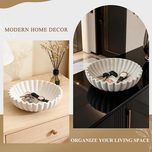 وعاء ديكور كبير، وعاء فواكه من الراتنج لطاولة المطبخ، وعاء مدخل مكشكش على شكل صدفي، وعاء محفظة حديث مقاس 10 بوصة لديكور المنزل، حجر صناعي بيج in Kuwait