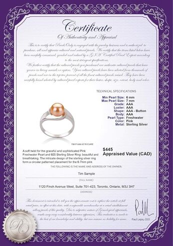 Clare Pink 6-7mm AAA Quality Freshwater 925 Sterling Silver Cultured Pearl Ring For Women in Saudi Arabia
