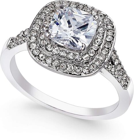 Charter Club Silver-Tone Double Halo Crystal Center Ring Size 8 in Saudi Arabia