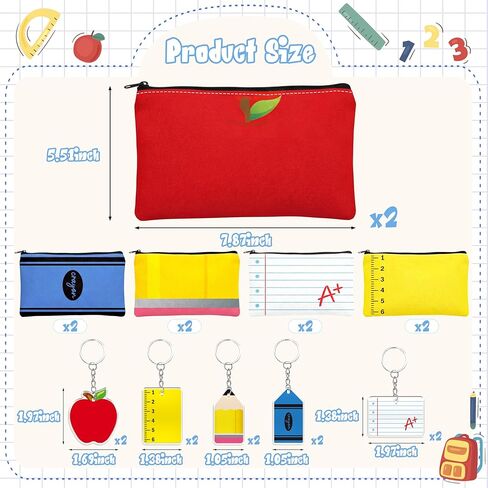 مجموعة من 10 قطع من هدايا تقدير المعلم من Lucky Sea، حقيبة مكياج بسحاب مع 10 قطع من سلسلة المفاتيح لمستلزمات العودة إلى المدرسة والفصول الدراسية in Kuwait