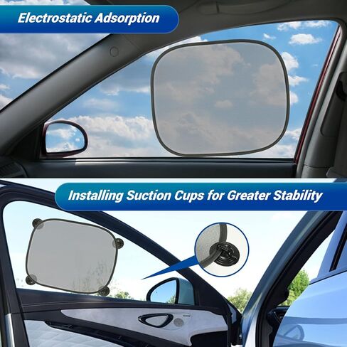 2 Pack Car Window Shades - 17.3"x14.2" Visibility Side Window Shades, Car Sun Shade with 4 Sucker in Saudi Arabia