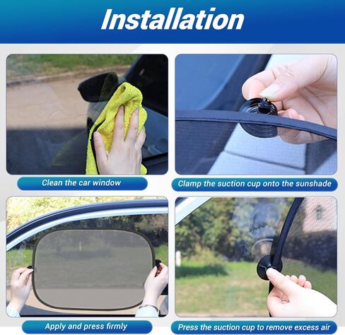 2 Pack Car Window Shades - 17.3"x14.2" Visibility Side Window Shades, Car Sun Shade with 4 Sucker in Saudi Arabia