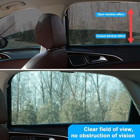 قطعتان من ظلال نوافذ السيارة لعام 2020-2025 2026 فورد إكسبلورر 6&7، مظلة نافذة خلفية جانبية شبكية قابلة للتنفس، حماية من الأشعة فوق البنفسجية للحيوانات الأليفة العائلية الصغيرة in Kuwait