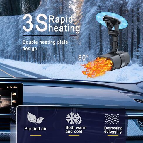 12 Volt Heater For Car 150W Fast Heating Cooling Fan Defogger & Defroster 360° Rotation Portable Car Heater That Plugs Into Cigarette Lighter Small Air Heat 202508 in Saudi Arabia