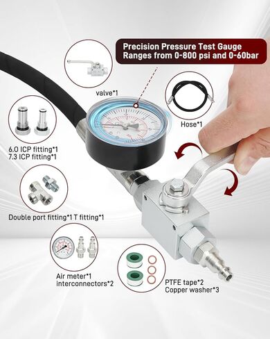 مجموعة أدوات اختبار الهواء IPR متوافقة مع Ford 6.0L/7.3L Powerstroke 1994-2007 F250/F350/F450، 5300 PSI جهاز اختبار تسرب نظام الزيت عالي الضغط in Kuwait