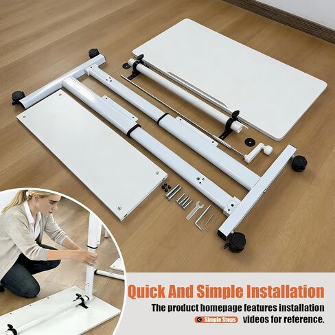 Hand Crank Small Standing Desk, Adjustable Height 27.76-40", Tiltable Tabletop with Wheels, Portable Laptop Computer Table, Rolling Podium Mobile Stand Up Desk for Walking Pad Treadmill, Home Office in Saudi Arabia