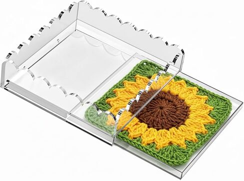 Scalloped Acrylic Tray for Needlepoint, 10" x 12" Clear Acrylic Display Tray with Slide Out Drawer for Insert Photos, Art, Fabric, Acrylic Organizer Decorative Tray for Home Decor in Saudi Arabia