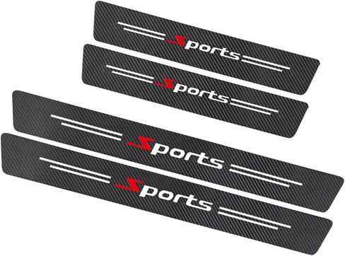 8 PCS Car Door Sill Protectors & 1 PC Rear Bumper Protector, Carbon Fiber Sport Threshold Guard Sticker, Anti-Scratch Door Edge Protection Decoration, Universal for Most Cars in Kuwait