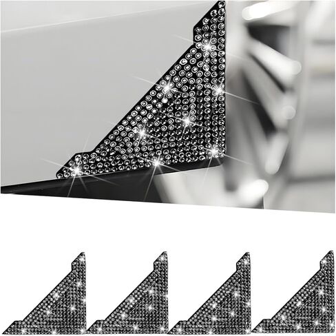 Bling Car Door Corner Edge Guard, 4PCS Anti-Collision Crystal Rhinestone Vehicle Door Edge Bumper Protector Sticker, Automotive Decorative Accessories, Universal for SUV Truck Sedan (White) in Saudi Arabia