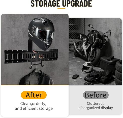 حامل خوذة الدراجة النارية E Track مع صينية وخطافات، حامل خوذة عالمي مثبت على الحائط للجراج أو ورشة العمل in Kuwait