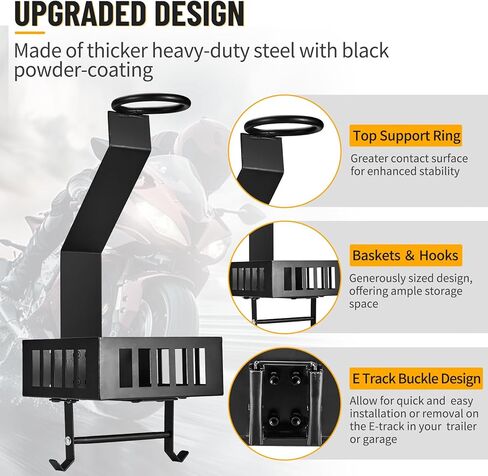 حامل خوذة الدراجة النارية E Track مع صينية وخطافات، حامل خوذة عالمي مثبت على الحائط للجراج أو ورشة العمل in Kuwait