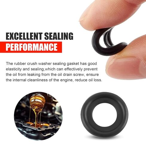 25 PCS Oil Drain Plug Gasket, M12 Rubber Sealing Rings Replace OEM#12616850, Engine Oil Pan Washers, Compatible with Chevy GMC Buick Cadillac (Black) in Saudi Arabia