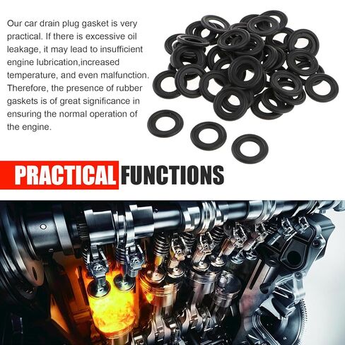 25 PCS Oil Drain Plug Gasket, M12 Rubber Sealing Rings Replace OEM#12616850, Engine Oil Pan Washers, Compatible with Chevy GMC Buick Cadillac (Black) in Saudi Arabia
