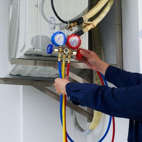 AC Gauge Set, 3 Way Manifold for R134A R22 R12 R502 Refrigerant, with 5ft Hoses, Couplers, Can Tap in Saudi Arabia