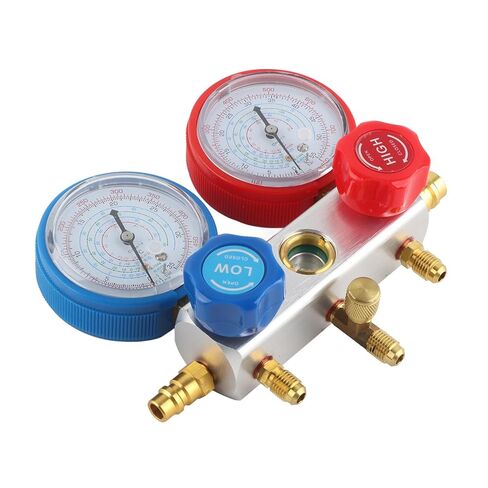 3 Way AC Diagnostic Manifold Set, Refrigerant Charging Tool Kit for R410A R22 R404, HVAC Set with 3 Charging Hoses, Pressure AC Manifold in Kuwait