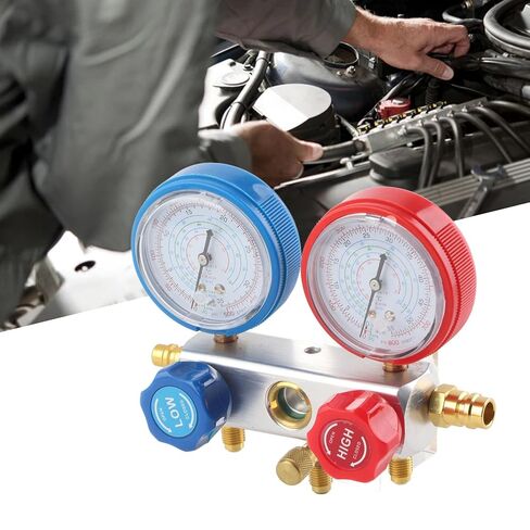 3 Way AC Diagnostic Manifold Set, Refrigerant Charging Tool Kit for R410A R22 R404, HVAC Set with 3 Charging Hoses, Pressure AC Manifold in Kuwait