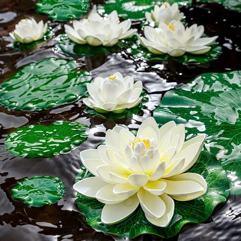 Lily Pad for Ponds, 9 PCS Artificial Lotus, Realistic Water Floating Foam Lotuses Fake Lily Pad for Home Garden Patio Pond in Saudi Arabia