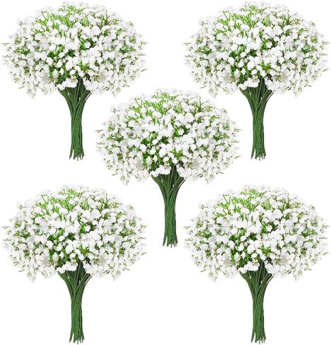 20 Pcs Real Touch Babys Breath Artificial Flowers, White Fake Flowers Baby Breath Flowers Artificial Bulk with Stems Decorations for Vase Wedding Party Garden Home Decor Centerpiece Arrangements in Kuwait