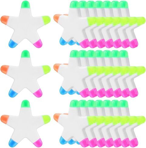 24 Pcs Star Highlighters Bulk 5-in-1 Highlighters Assorted Colors Creative Star Shape Watercolor Fluorescent Pens Office Travel Aesthetic Stationery Supplies in Saudi Arabia