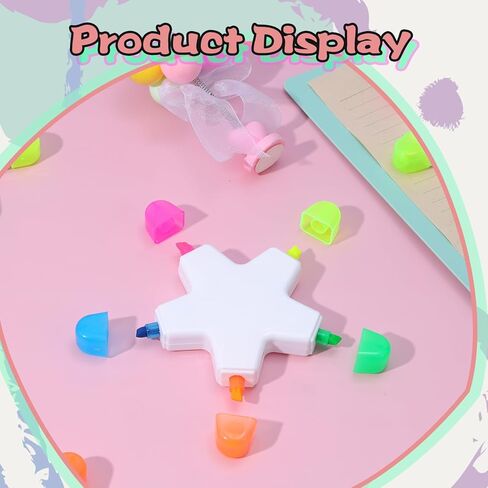 24 Pcs Star Highlighters Bulk 5-in-1 Highlighters Assorted Colors Creative Star Shape Watercolor Fluorescent Pens Office Travel Aesthetic Stationery Supplies in Saudi Arabia