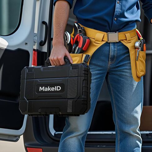 MakeID EP53 Label Maker with Hard Case, Portable Industrial 2" Print Head Bluetooth Label Printer, Mobile APP & PC Editor Compatible, 2000mAh Li-ion Battery, Come with 3 Label Cartridges for Job Sites in Kuwait