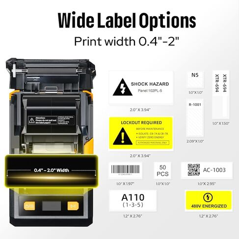 MakeID EP53 Label Maker with Hard Case, Portable Industrial 2" Print Head Bluetooth Label Printer, Mobile APP & PC Editor Compatible, 2000mAh Li-ion Battery, Come with 3 Label Cartridges for Job Sites in Kuwait