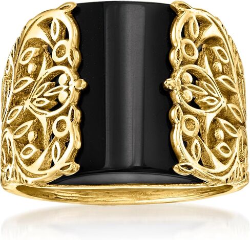 Ross-Simons Onyx Openwork Ring in 18kt Gold Over Sterling in Saudi Arabia