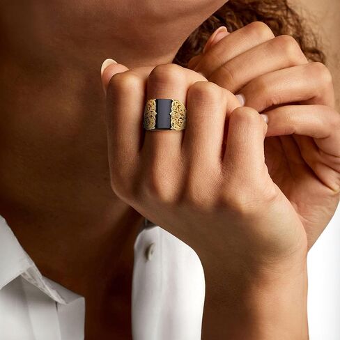 Ross-Simons Onyx Openwork Ring in 18kt Gold Over Sterling in Saudi Arabia