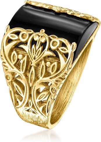 Ross-Simons Onyx Openwork Ring in 18kt Gold Over Sterling in Saudi Arabia