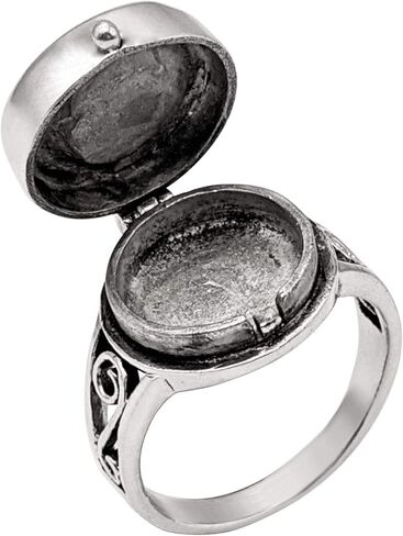 81stgeneration Sterling Silver Crescent Moon Locket Ring for Women - 925 Silver Star Signet Ring - Spiritual Gift - Gothic Celestial Piece - Vintage-Style Wiccan Halloween Jewelry in Saudi Arabia