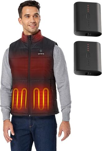ORORO Men's Heated Vest (Black, 2XL) and Extra Battery in Saudi Arabia