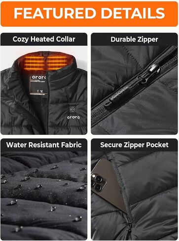 ORORO Men's Heated Vest (Black, 2XL) and Extra Battery in Saudi Arabia