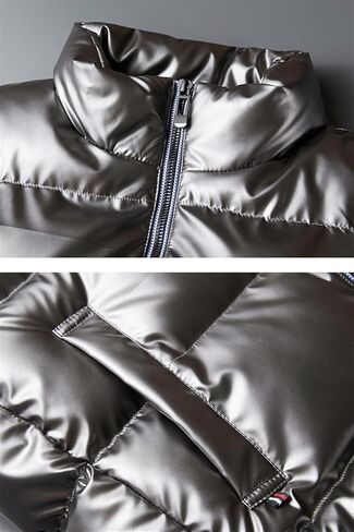 سترة منتفخة لامعة للرجال من GIBZ مبطنة بدون أكمام مع جيوب وسحاب دافئة للشتاء في الهواء الطلق in Kuwait