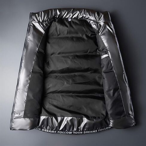 سترة منتفخة لامعة للرجال من GIBZ مبطنة بدون أكمام مع جيوب وسحاب دافئة للشتاء في الهواء الطلق in Kuwait