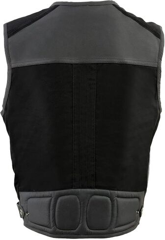 Milwaukee Leather MPM3310 Men's 'Super Utility' Black Leather and Canvas Multi-Pocket Vest in Saudi Arabia