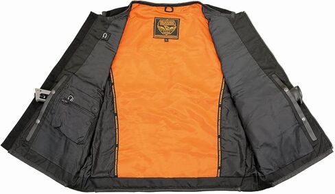 Milwaukee Leather MPM3310 Men's 'Super Utility' Black Leather and Canvas Multi-Pocket Vest in Saudi Arabia