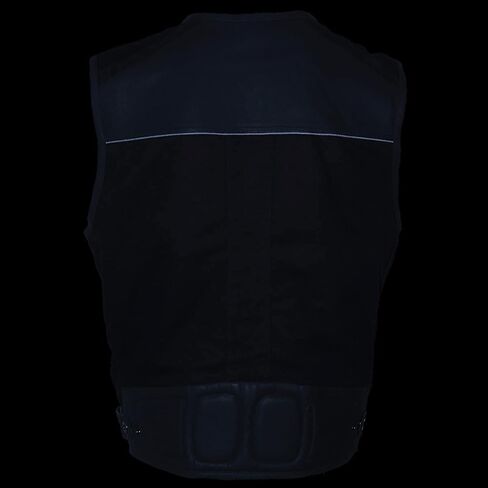 Milwaukee Leather MPM3310 Men's 'Super Utility' Black Leather and Canvas Multi-Pocket Vest in Saudi Arabia