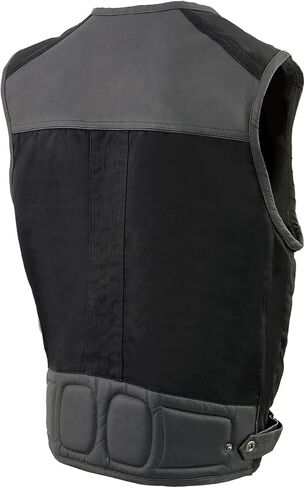Milwaukee Leather MPM3310 Men's 'Super Utility' Black Leather and Canvas Multi-Pocket Vest in Saudi Arabia