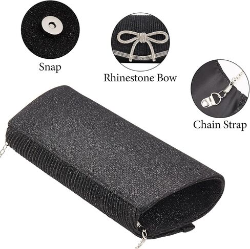 Bow Evening Bag Sparkly Clutch Purses for Women Glitter Rhinestone Dressy Clutch Bags Envelope Handbag Bridal Wedding in Saudi Arabia