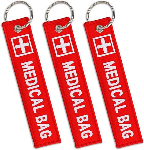 3PCS Medical Alert Tags for Bag, Medical Equipment Luggage Tag, Double-Sided Medic Equipment Device Luggage ID Tag Durable Red Keychain for Luggage Purse Backpacks, Backpack Luggage ﻿ in Saudi Arabia