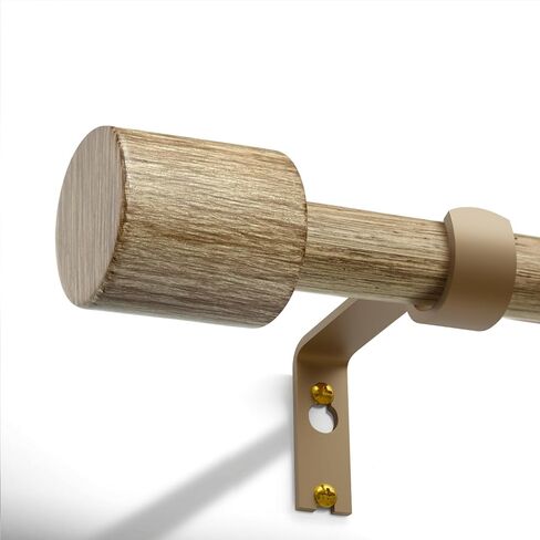 Boho Natural Wood Curtain Rods for Windows 28 to 48 inch 1" Adjustable Heavy Duty Curtain Rod with Handmade Wood Grain Design Decorative Drapery Rods for Living Room Bedroom Outdoor in Saudi Arabia