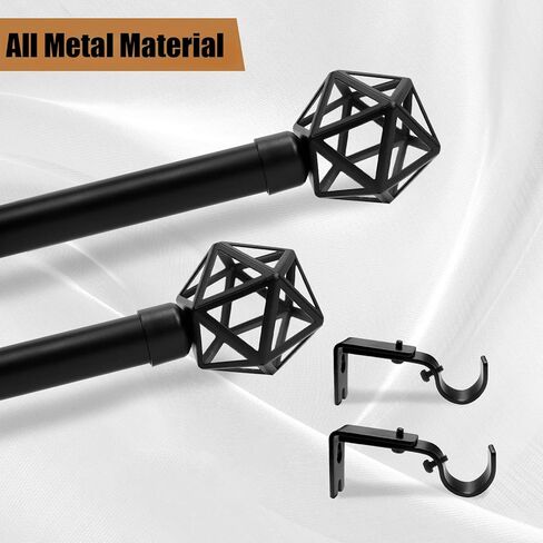 Curtain Rods for Windows 48 to 84Inch, Telescoping Splicing Single Rods, Easy Install, Adjustable Length Curtain Rod for Outdoor, Farmhouse, Bedroom, Kitchen, Living Room, Black in Saudi Arabia