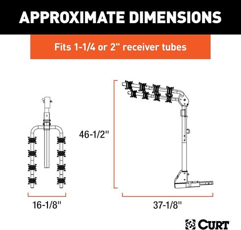 CURT 18030 Extendable Trailer Hitch Bike Rack Mount, Fits 1-1/4, 2-Inch Receiver, 2 or 4 Bicycles, Black in Saudi Arabia