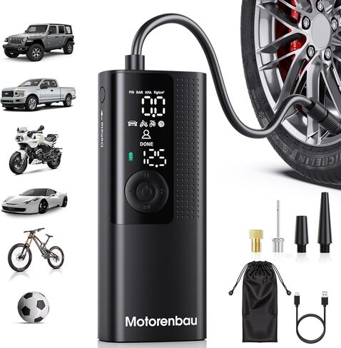 Tire Inflator Portable Air Compressor - Portable Cordless Mini Air Pump with Digital Pressure Gauge, 150PSI 3X Fast Inflation and Auto Shutoff Function Tires Pump for Cars in Kuwait