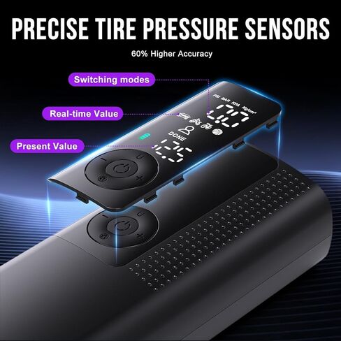 Tire Inflator Portable Air Compressor - Portable Cordless Mini Air Pump with Digital Pressure Gauge, 150PSI 3X Fast Inflation and Auto Shutoff Function Tires Pump for Cars in Kuwait