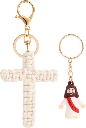 LITTLE JESUS Cute Cross Keychain with Jesus for Women， Christian Faith Keychain for Car Keys/Wristlet/Bag/Backpack/Purse in Saudi Arabia