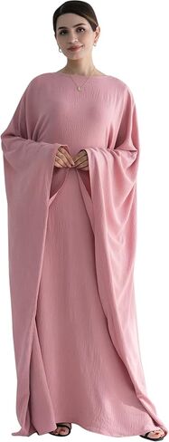 Women Muslim Abaya Dress 1Piece Bat Sleeve Islamic Maxi Robe Fashion Jilbab for Women Eid Kaftan Muslim Robe in Saudi Arabia