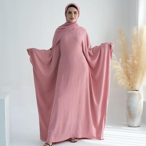 Women Muslim Abaya Dress 1Piece Bat Sleeve Islamic Maxi Robe Fashion Jilbab for Women Eid Kaftan Muslim Robe in Saudi Arabia